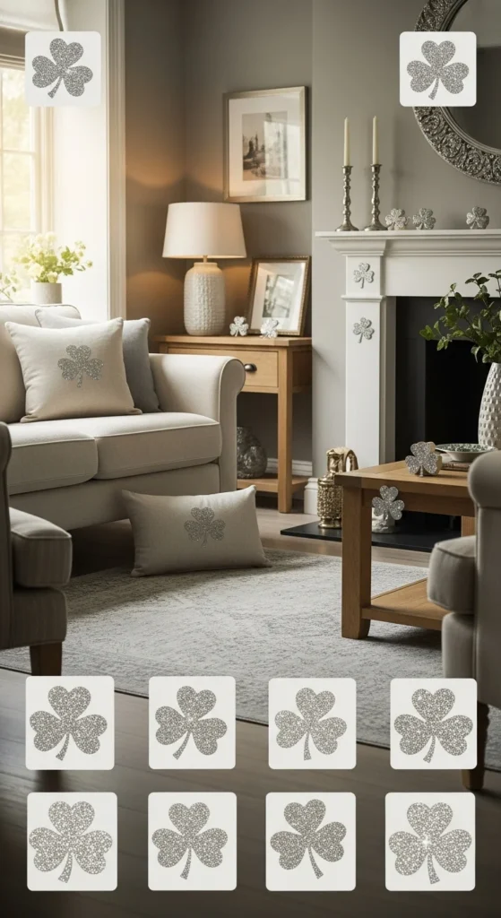 Neutral Room Soft Glitter Shamrocks