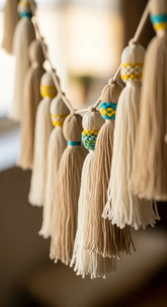 Neutral Tassel Garland with Color Pops