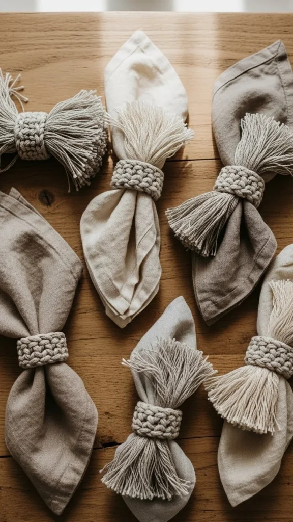 Neutral Tassel Napkin Rings