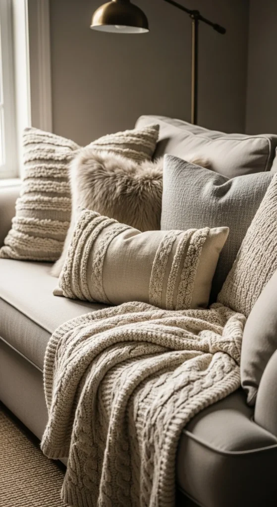 Neutral Throw Pillows With Texture