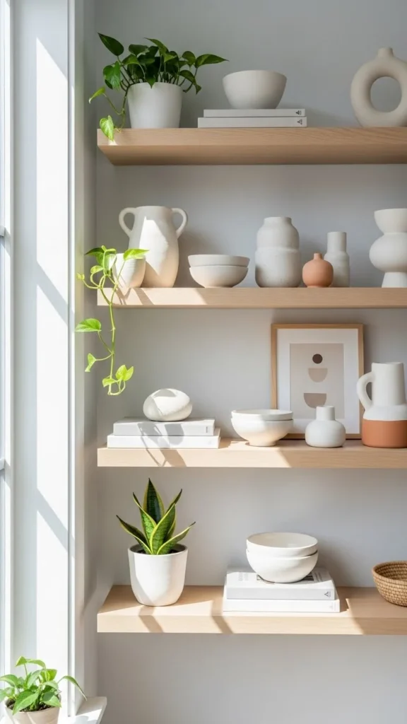 Open Shelves Styled With Fewer Items