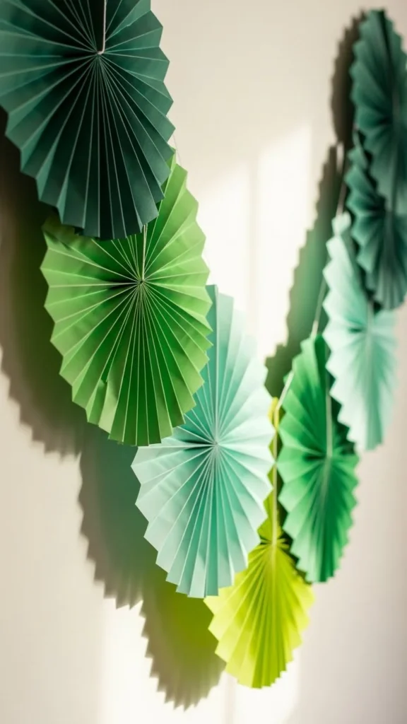 Paper Fan Banner in Green Shades
