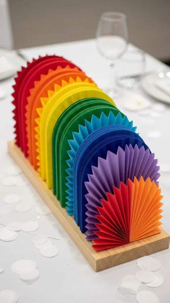 Paper Fan Rainbow Centerpiece