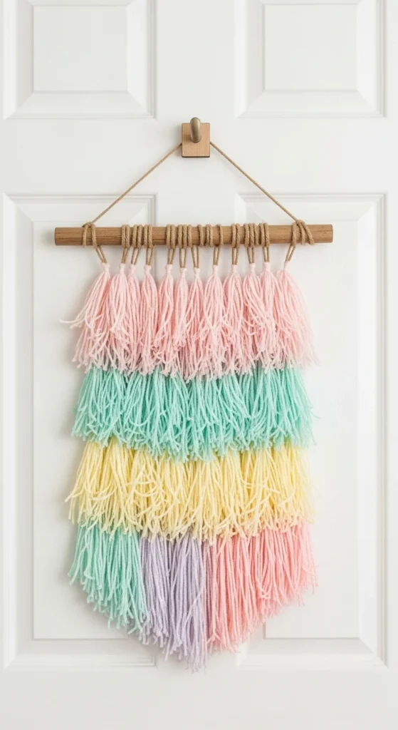 Pastel Door Hanger With Wooden Accents