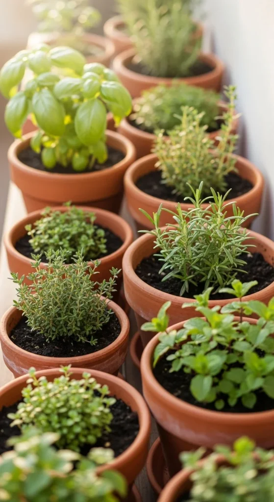 Potted Herbs for Practical Greenery