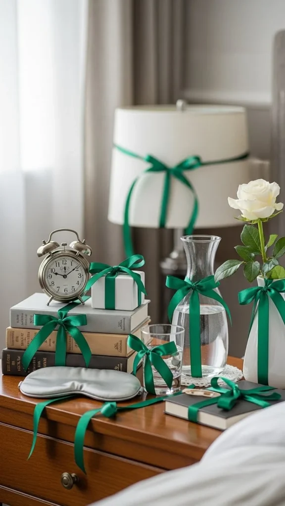 Ribbon-Tied Bedside Decor