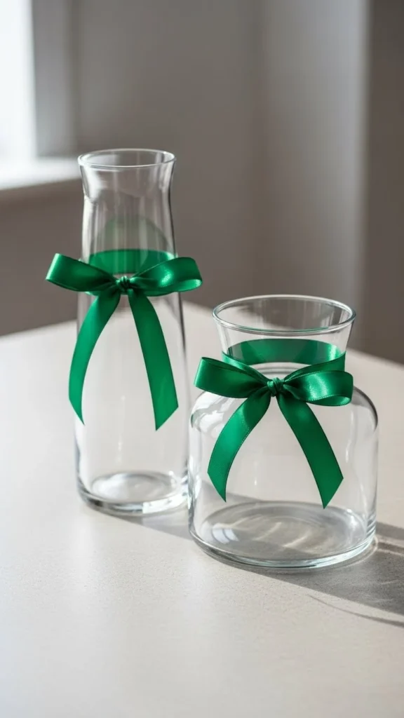 Ribbon-Wrapped Glass Vases