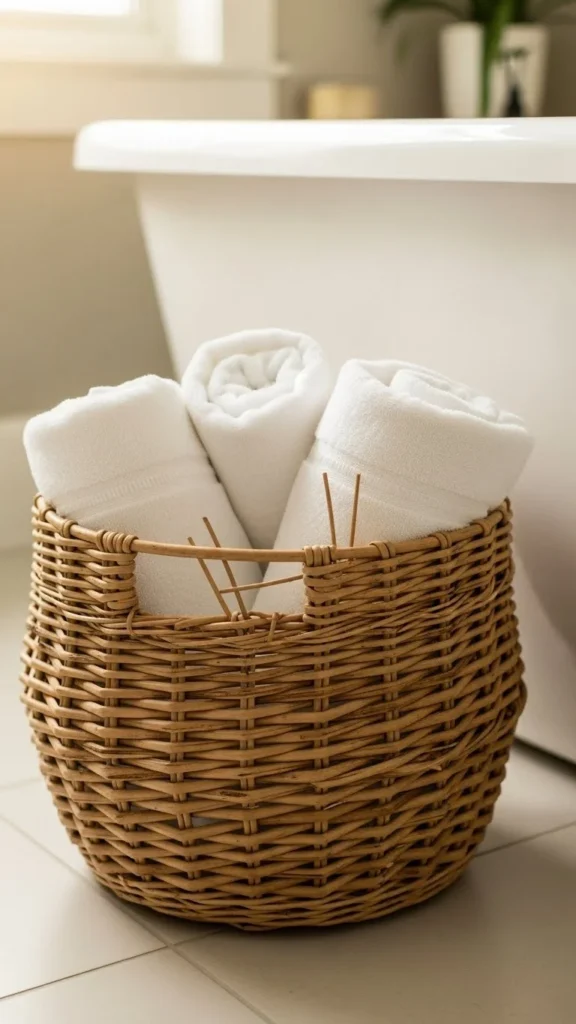 Rolled Towel Basket