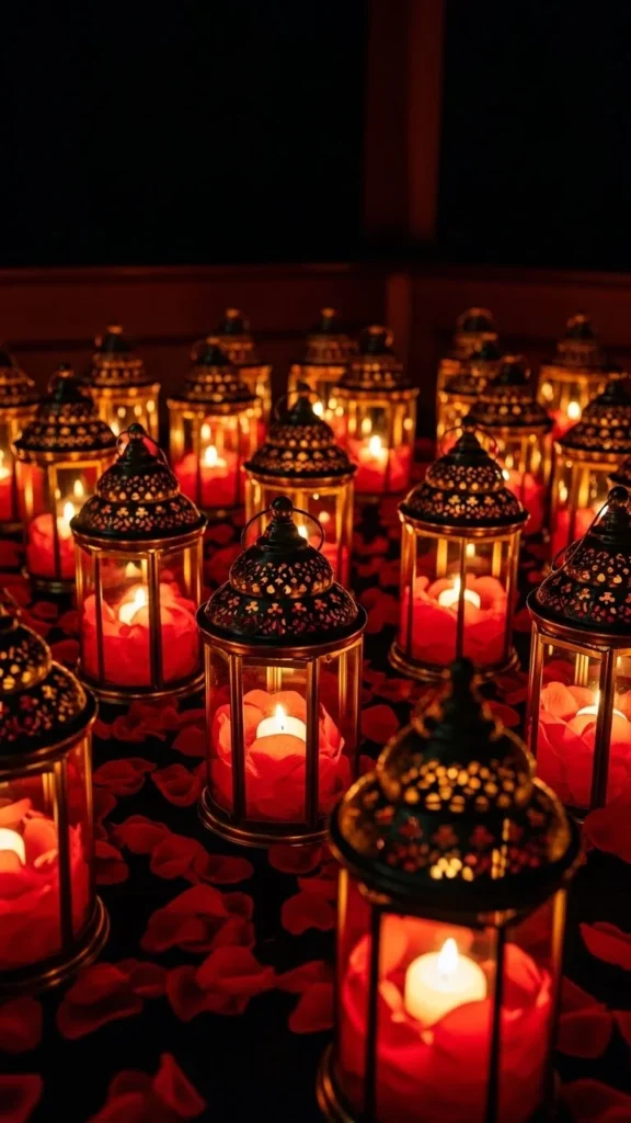 Rose Petal Filled Lanterns