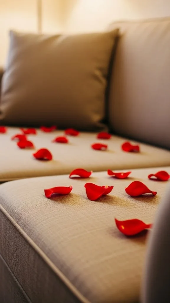 Rose Petal Scatter on Sofa