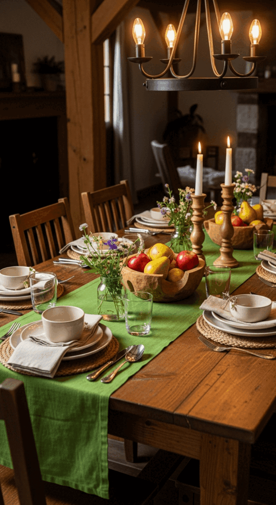Rustic Green Farm Table