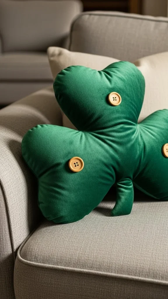 Shamrock Pillow with Button Detail