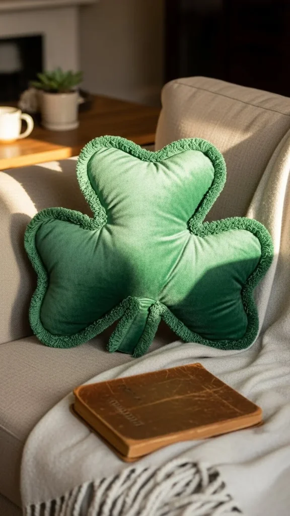 Shamrock Pillow with Fringe Edges