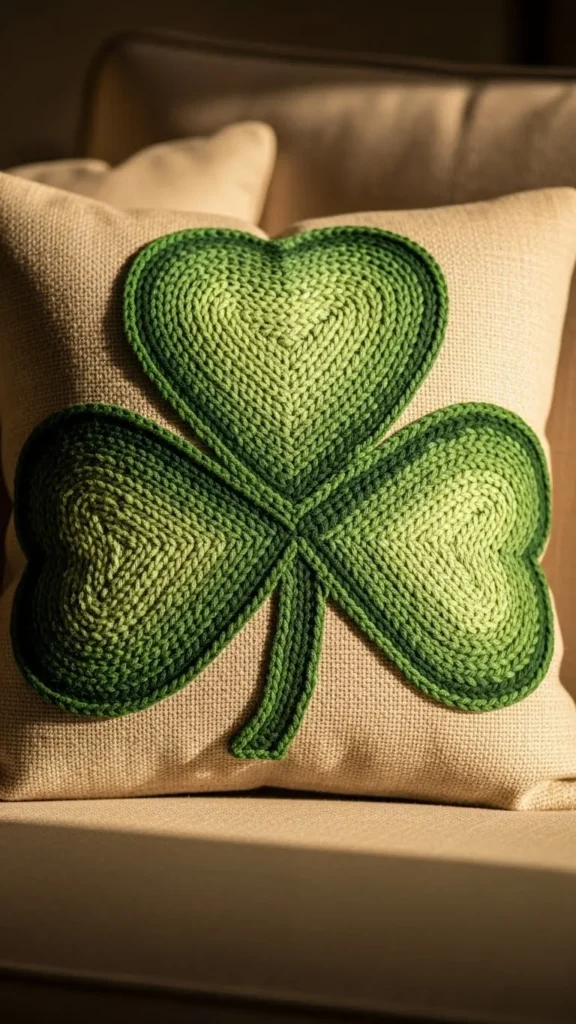 Shamrock Pillow with Woven Texture