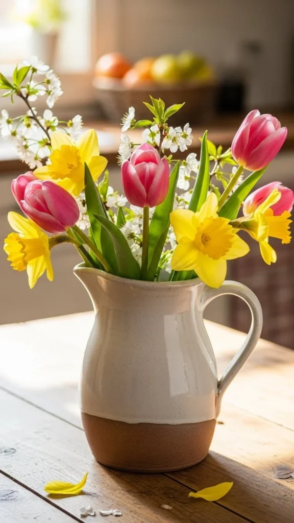 Simple Floral Arrangement in a Pitcher