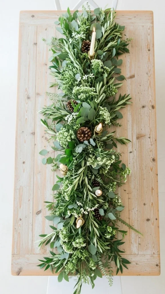 Simple Green Garland Table Runner