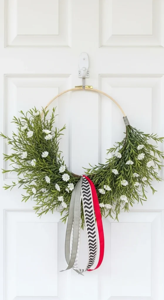 Simple Hoop Wreath With Ribbon