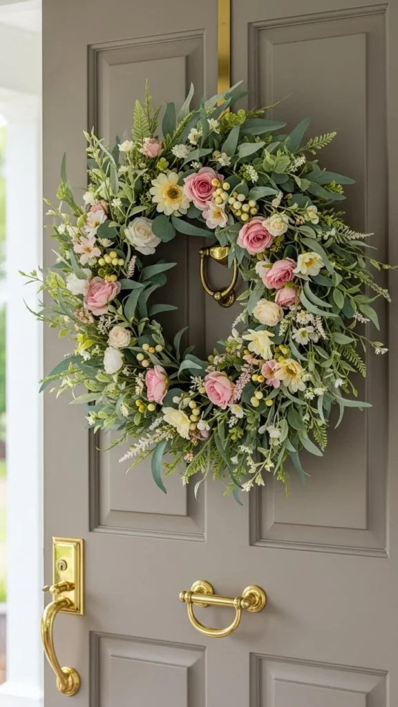Soft Floral Door Wreath