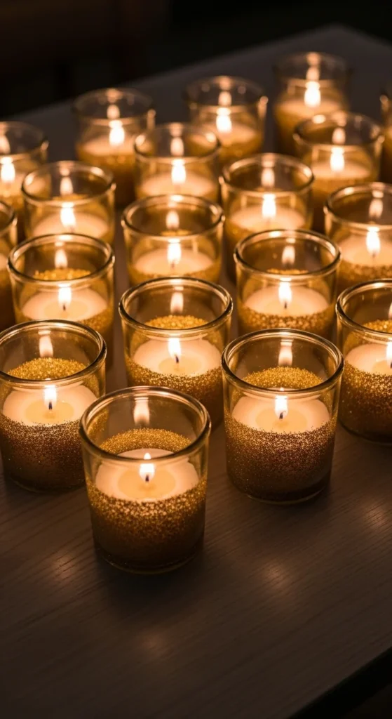 Soft Gold-Dipped Jar Candles