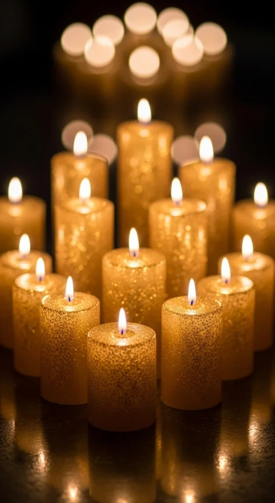 Soft Gold Embedded Wax Candles