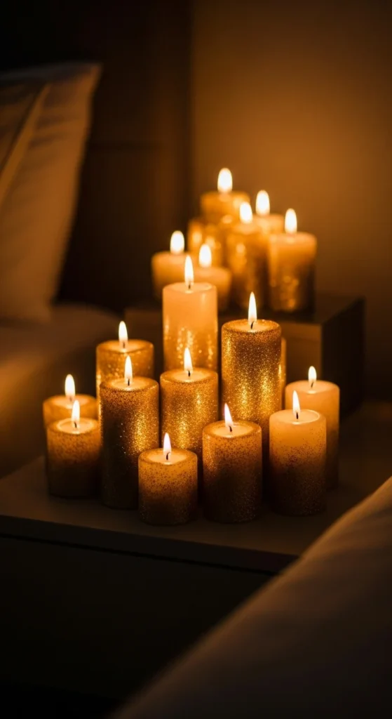 Soft Gold Glow Bedside Candles