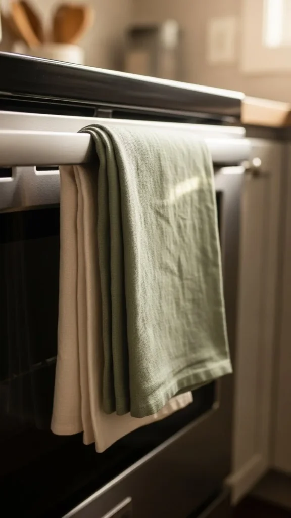 Soft Green or Cream Dish Towels