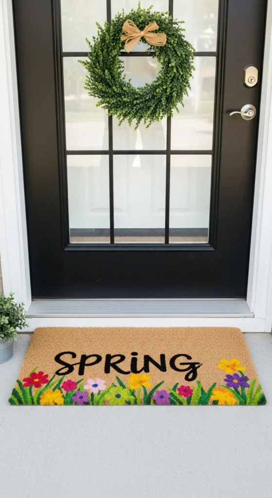 Spring-Themed Door Mat Layering
