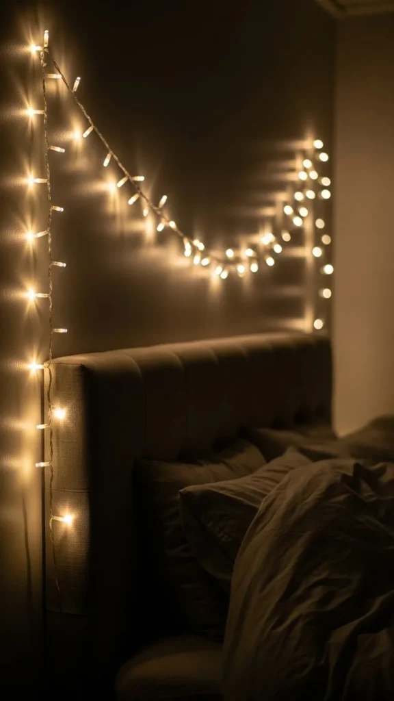 String Lights Draped Along Walls
