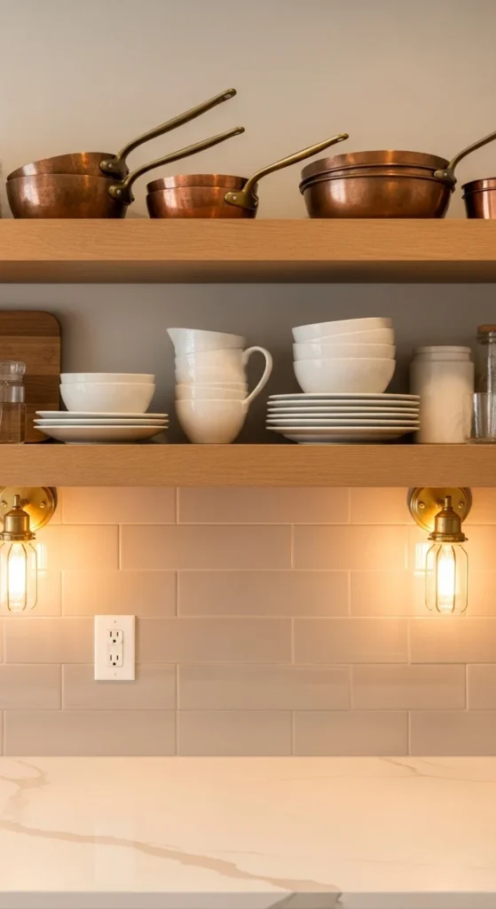 Style Copper on Open Shelves and Walls