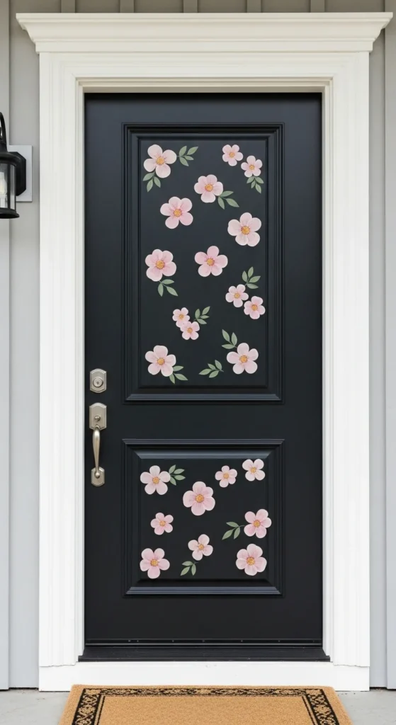 Subtle Floral Door Decals