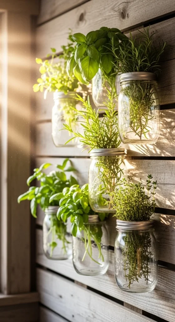 Use Mason Jars as Functional Wall Decor
