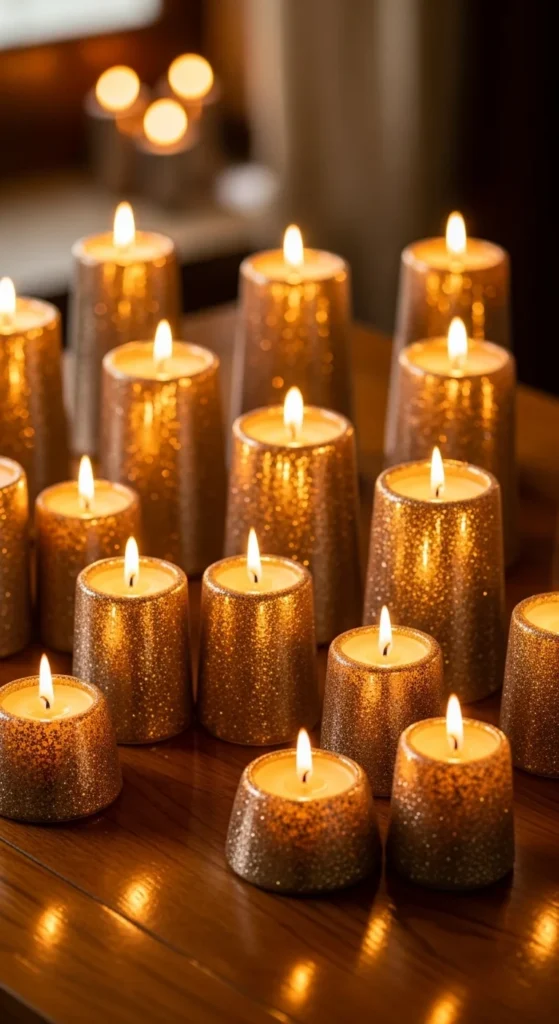 Warm Gold Ceramic Glitter Candles