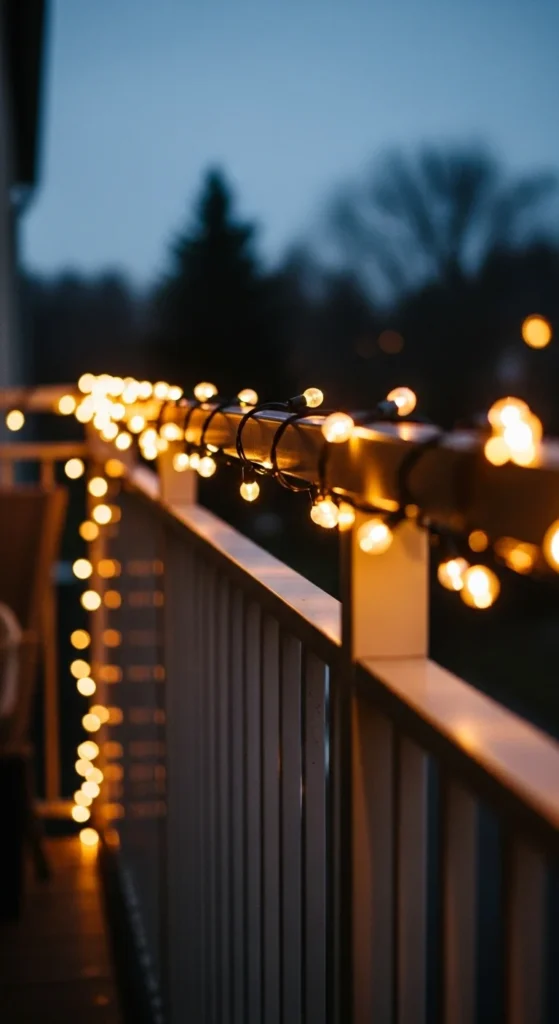 Warm String Lights Along the Railing