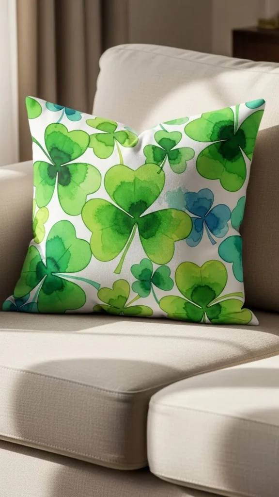 Watercolor Shamrock Pillow