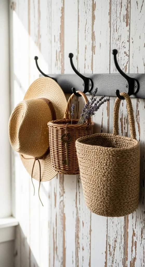 Whitewashed Wood Wall Hooks