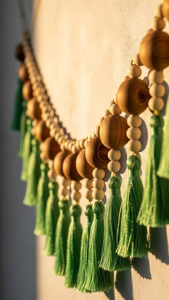 Wood Bead and Tassel Banner