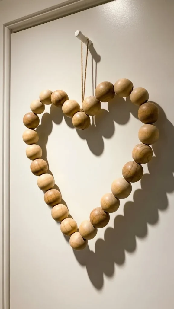 Wooden Bead Heart Drop