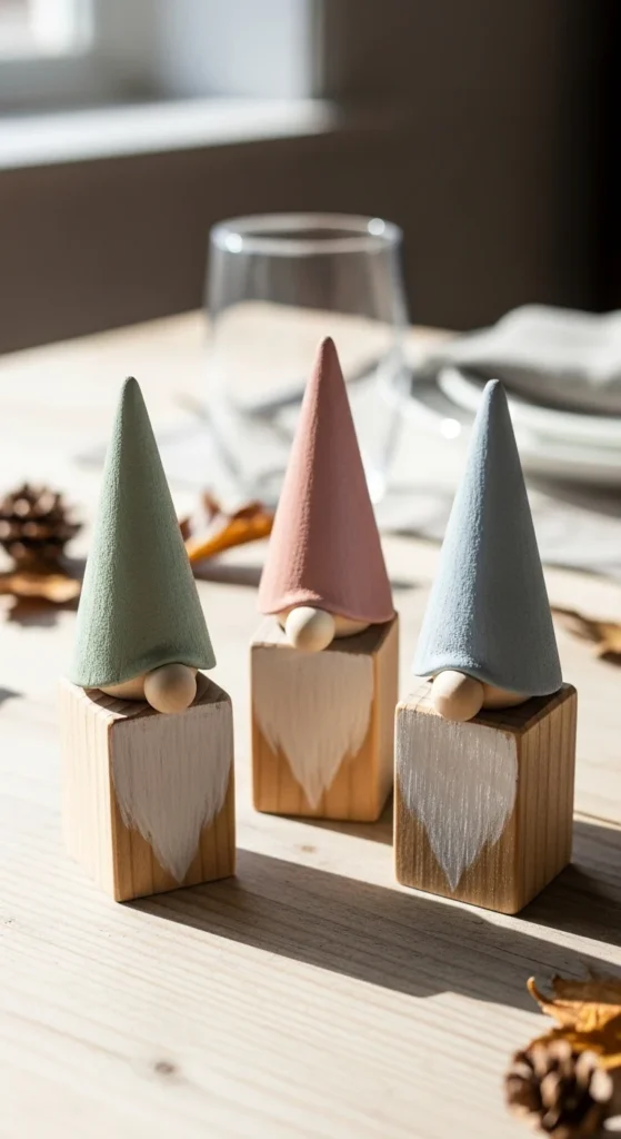 Wooden Block Gnome Trio
