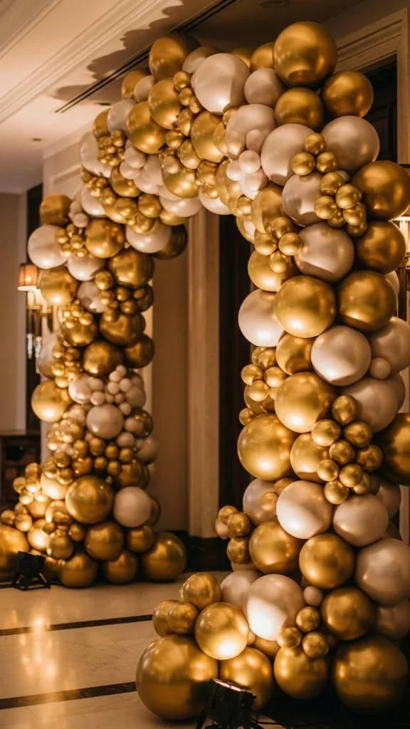 gold balloon arches