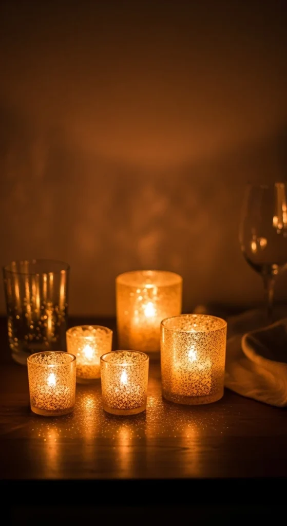 gold glitter candles