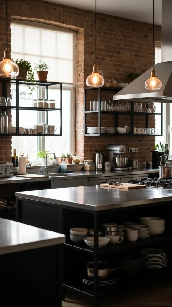 how to decorate an industrial kitchen