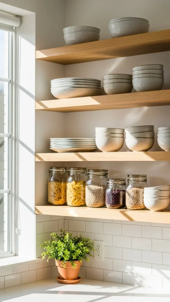how to decorate kitchen shelves