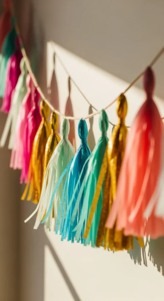 rainbow tassel garland