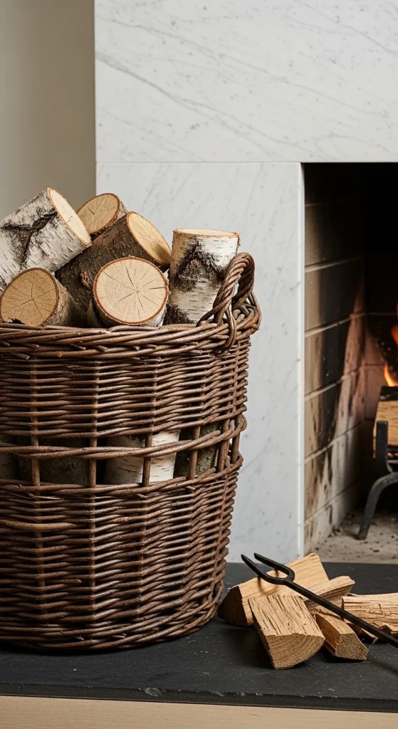 A Basket of Fresh Logs for a Natural Touch