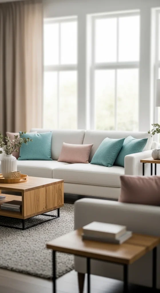 Aqua, Blush, and White