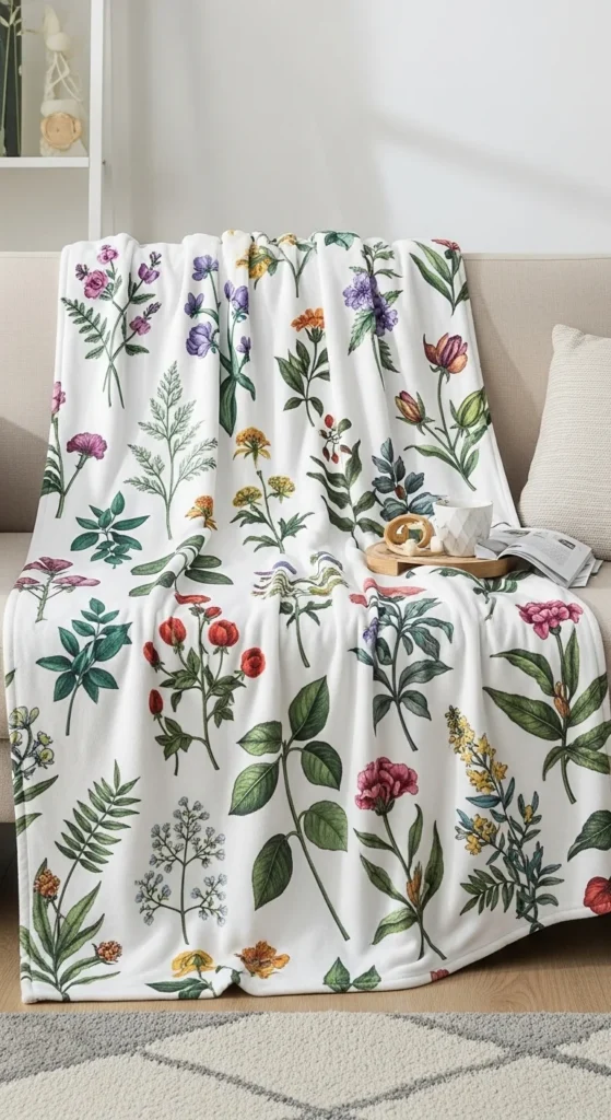 Botanical Prints on Throw Blankets