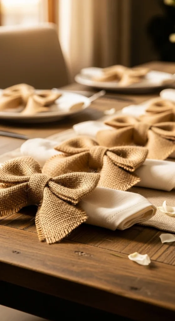 Burlap Bow Napkin Rings
