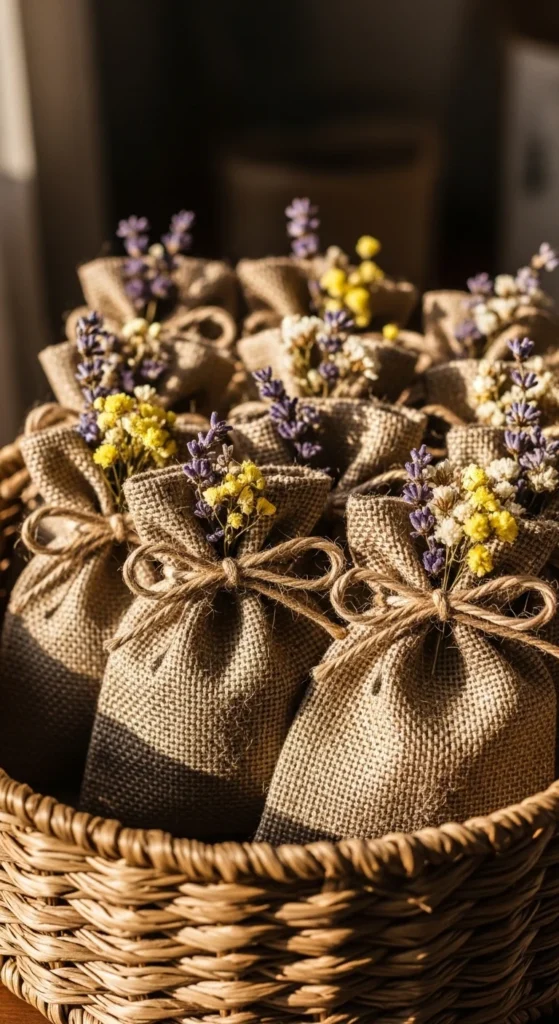 Burlap Gift Bags with Twine Ties