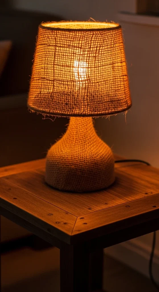 Burlap Lampshade Makeover