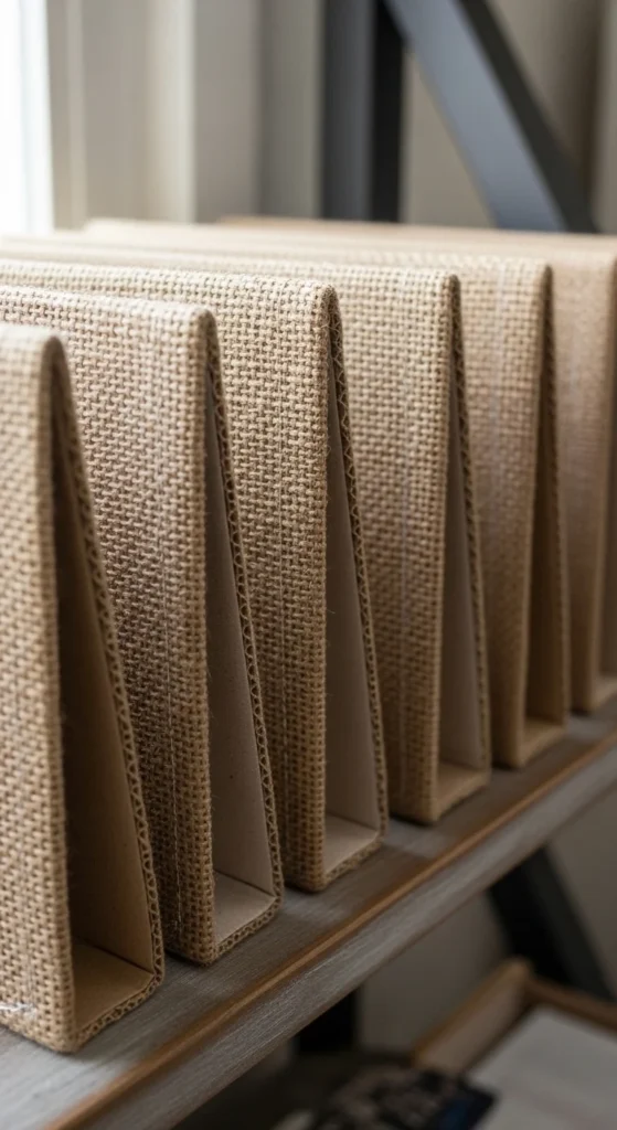 Burlap Magazine Holders